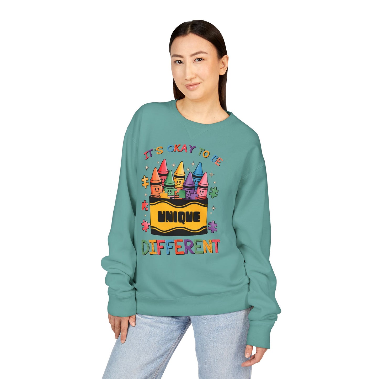 Autism Awareness & Pride Collection Unique & Different Crewneck Sweatshirt - Unisex ComfortWash®