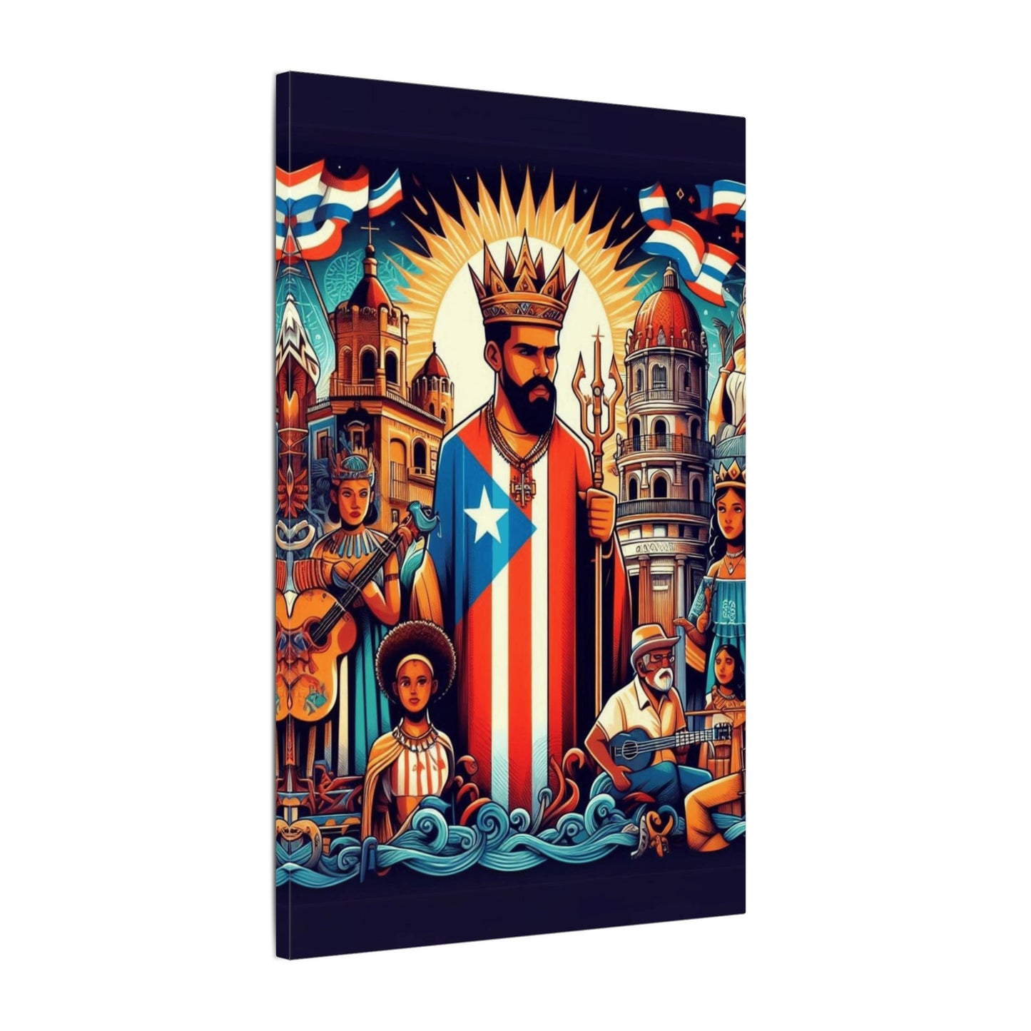 Vibrant Puerto Rican Art Canvas, Cultural Wall Decor, Celebration Decor, Unique Gift, Home Accent, Multi-Size