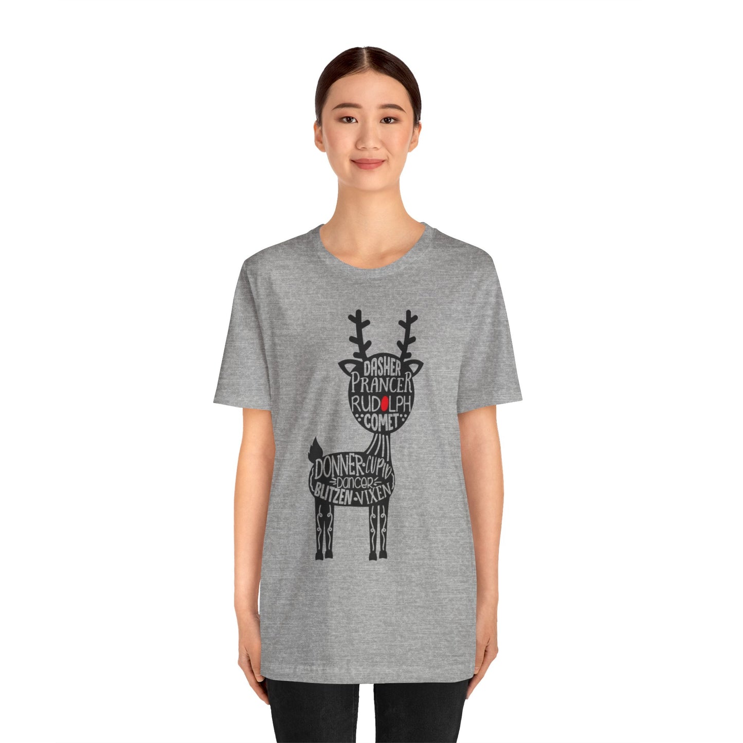 Christmas Reindeer Graphic Tee - Unisex Jersey Short Sleeve Shirt