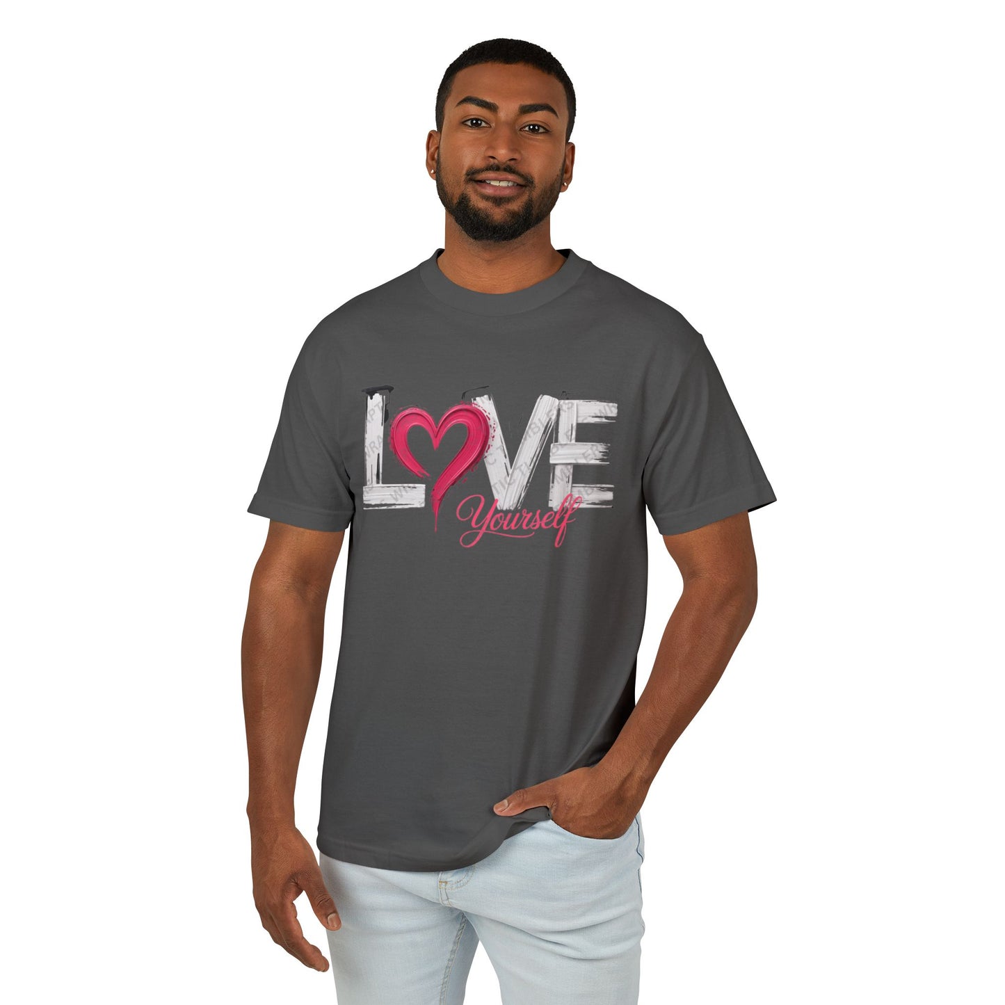 Love Yourself Graphic Tee  Heart Typography Self-Love Shirt