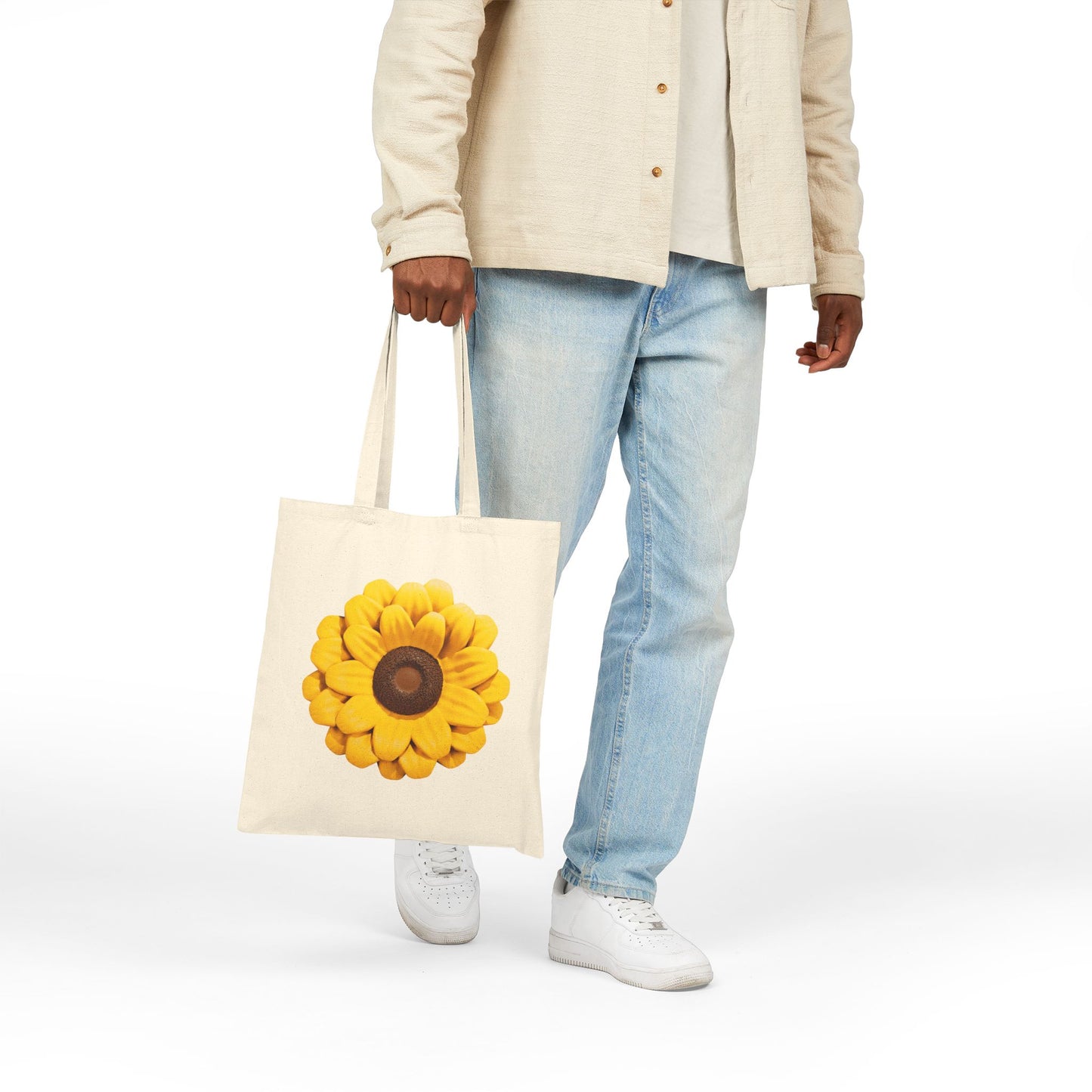 Carry Positivity Everywhere You Go Sunflower Cotton Canvas Tote Bag, Eco-Friendly Shopping Bag, Floral Grocery Tote, Gift for Her, Beach Bag, Reusable Tote