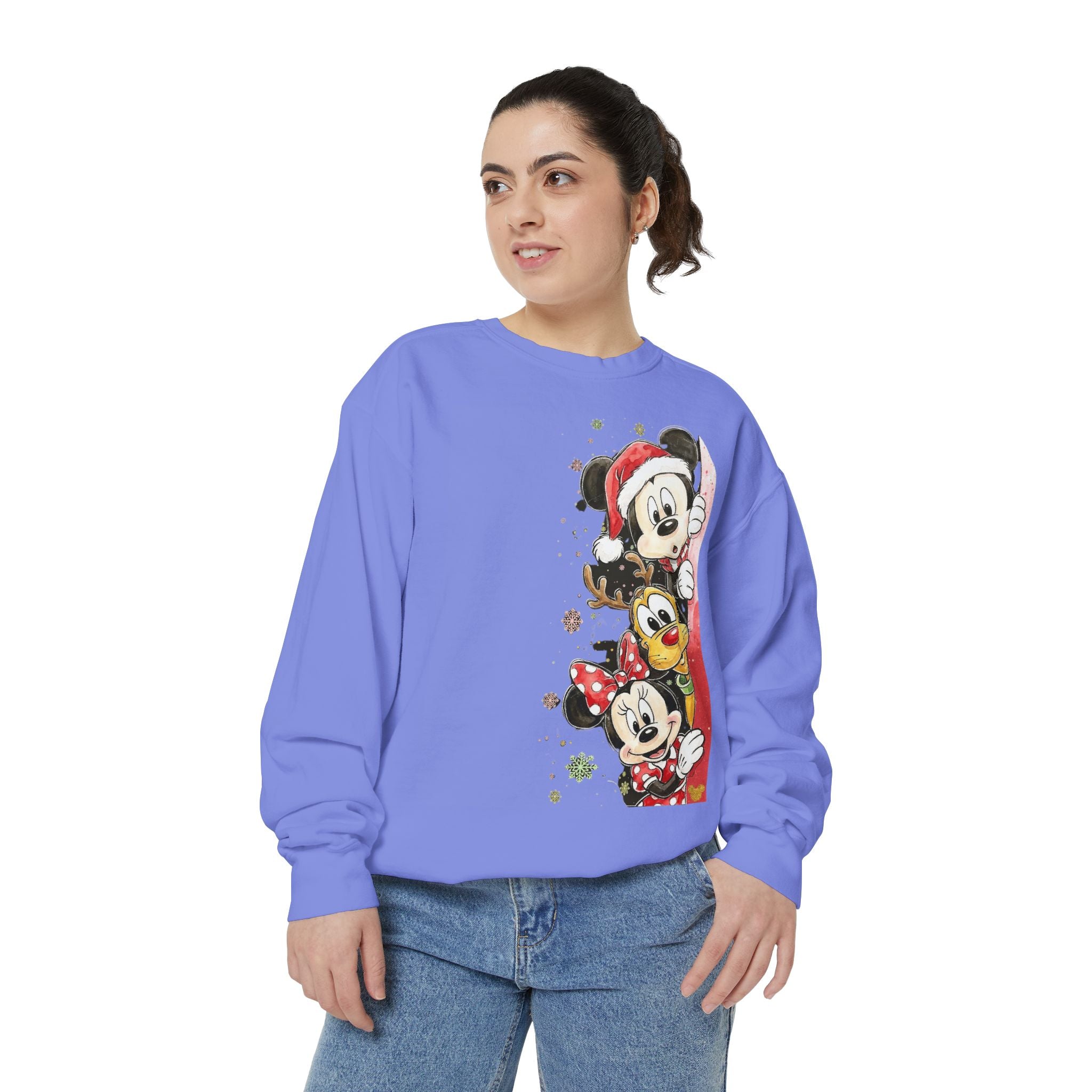 Christmas Disney Characters Sweatshirt  Mickey, Minnie & Pluto Holiday Crew Cartoon Christmas T-shirts and Sweaters