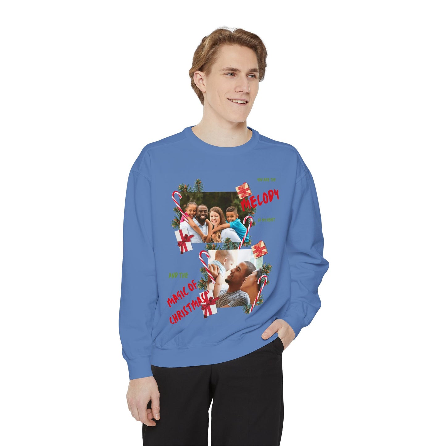 Personalized Christmas Photo Sweatshirt – “You Are the Melody” Holiday Crewneck
