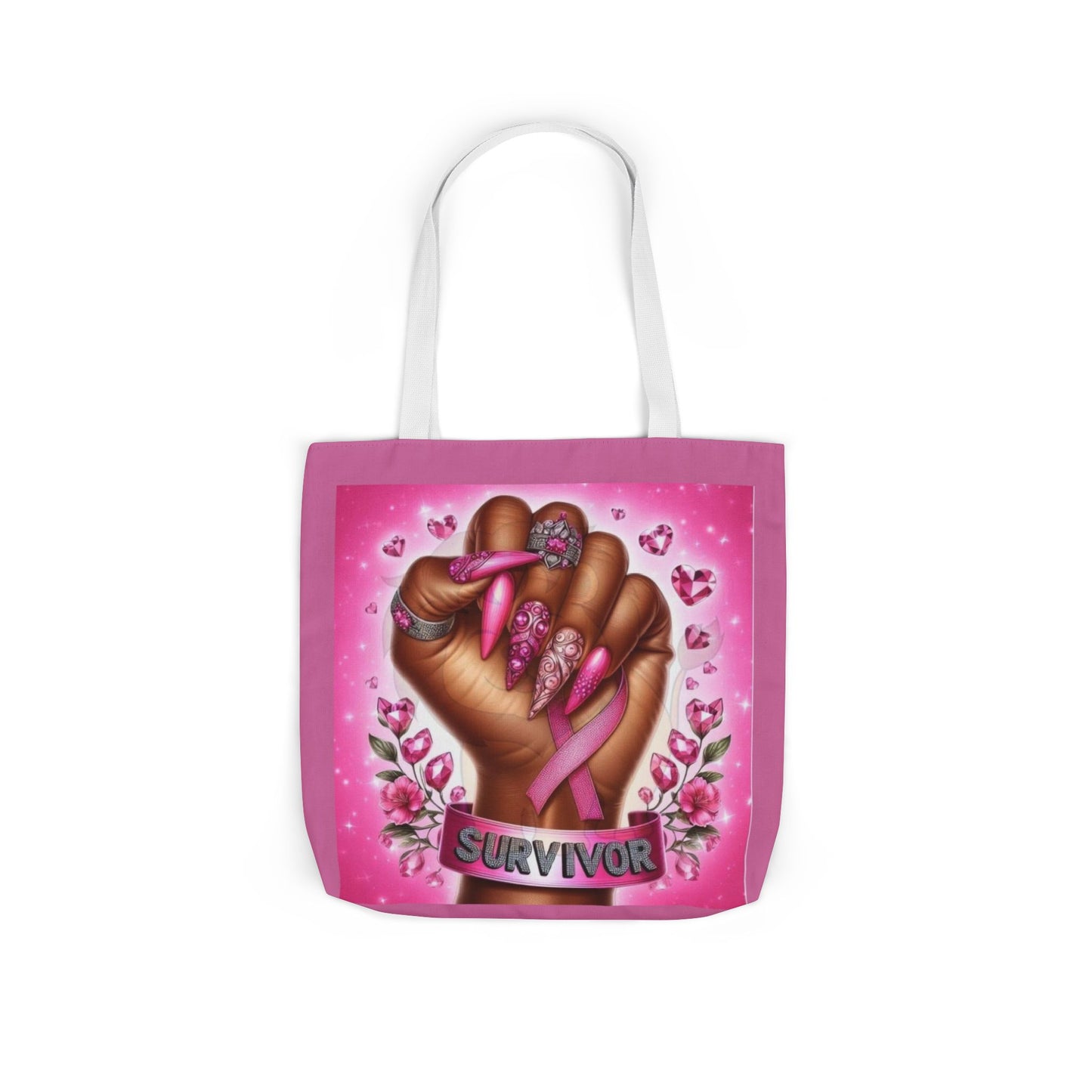 Breast Cancer Survivor Tote Bag  Pink Ribbon Empowerment Canvas Tote