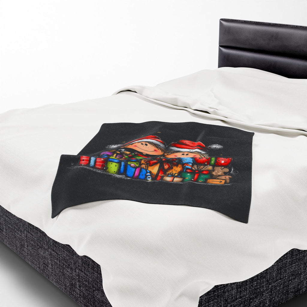 Christmas Kids & Gifts Velveteen Plush Blanket