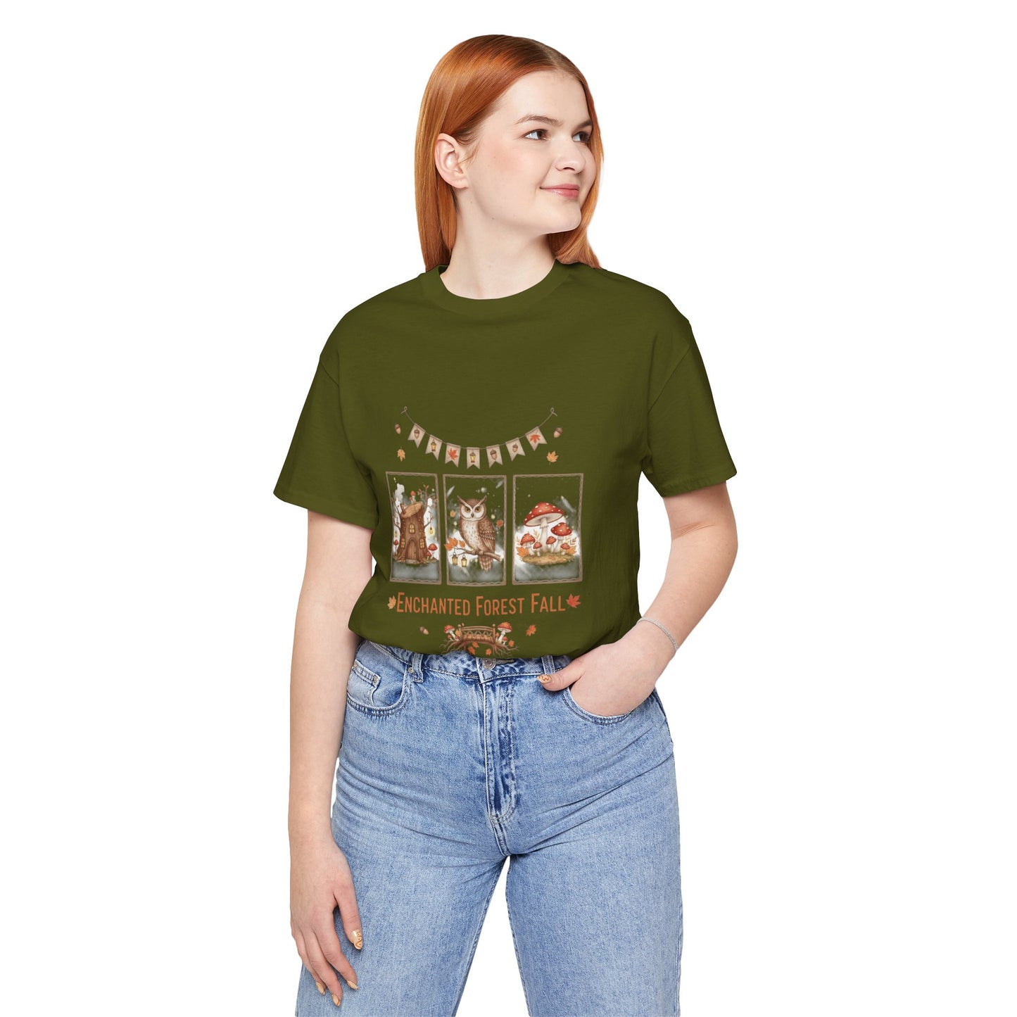 Enchanted Forest Fall Tee, Cute Owl Shirt, Autumn Graphic Tee, Nature Lover Gift, Cozy Fall Apparel, Wildlife T-Shirt, Unisex Fall Top