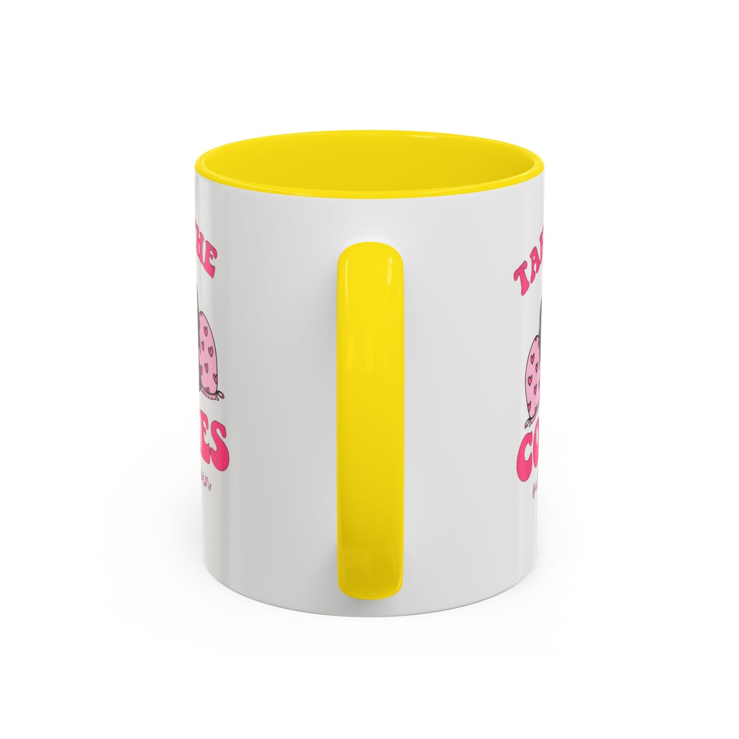 Accent Coffee Mug — "Taking the Cookies" Cute Pink Baking Design Coffee Cup for Fun Celebrations