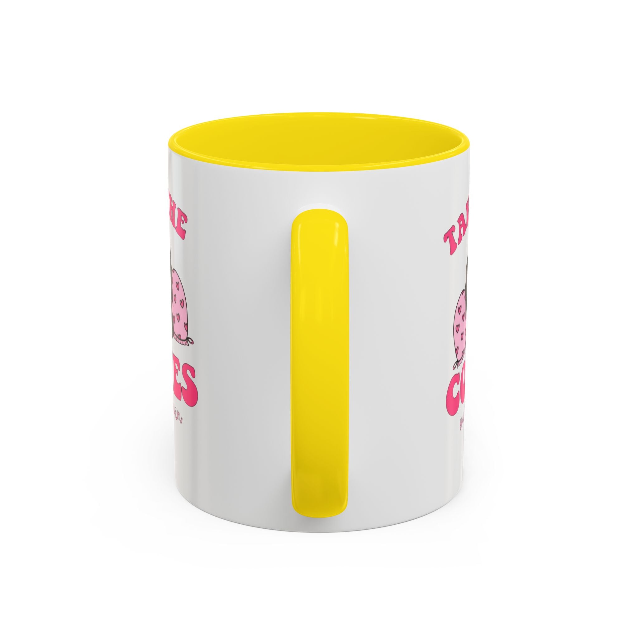 Accent Coffee Mug — "Taking the Cookies" Cute Pink Baking Design Coffee Cup for Fun Celebrations