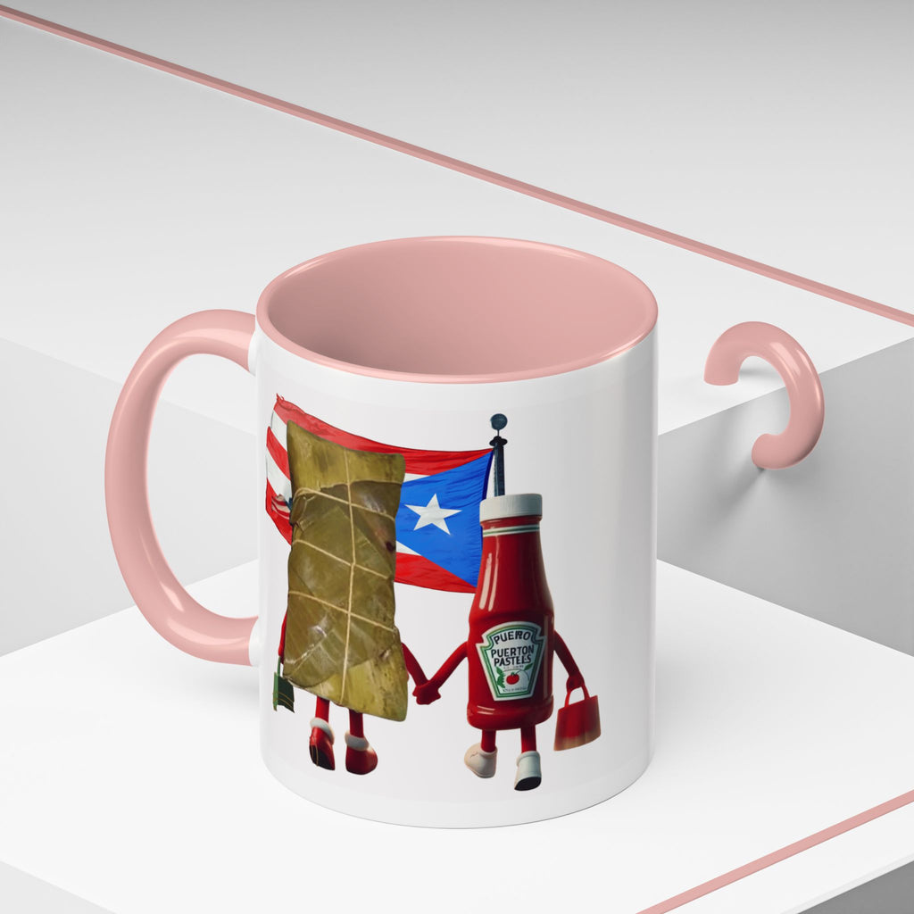 Puerto Rican Flag Ketchup & Pasteles Coffee Mug — Funny Food Friends Accent Mug (11/15oz)