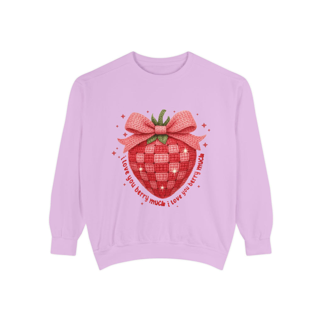 Strawberry Bow Sweatshirt  "I Love You Berry Much" Cute Valentine Pullover