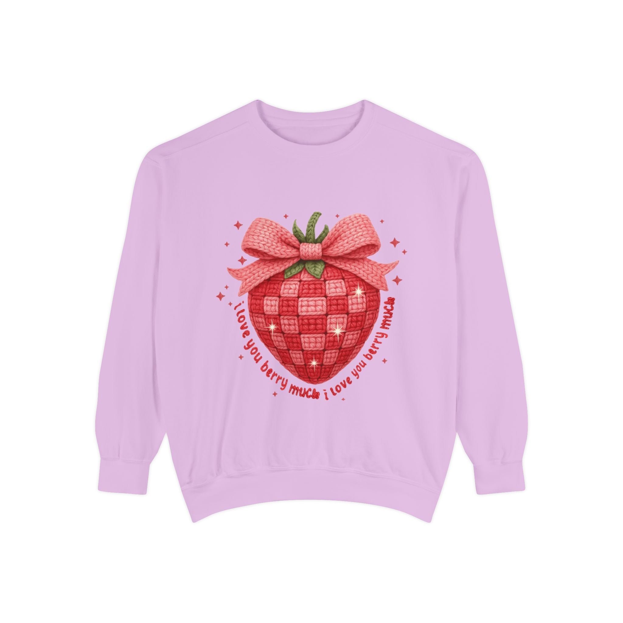 Strawberry Bow Sweatshirt  "I Love You Berry Much" Cute Valentine Pullover