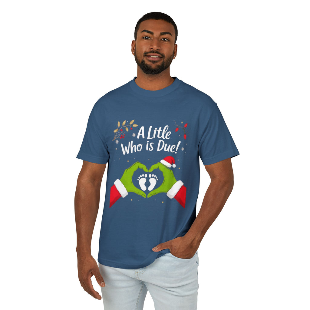 Pregnancy Announcement Tee  "A Little Who is Due" Holiday Baby Reveal T-Shirt Little One on the Way