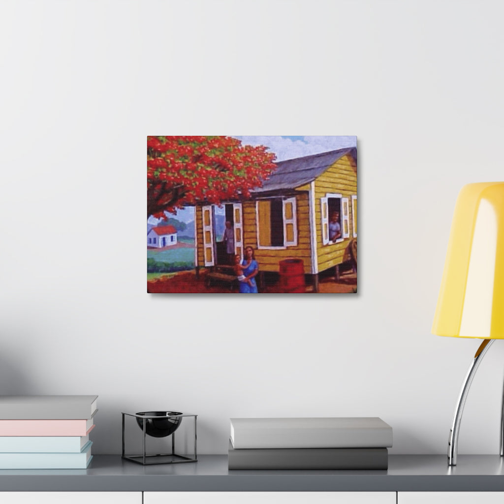 The Soul of Puerto RicoCaribbean Cottage Stretched Canvas  Tropical Village Scene Wall Art