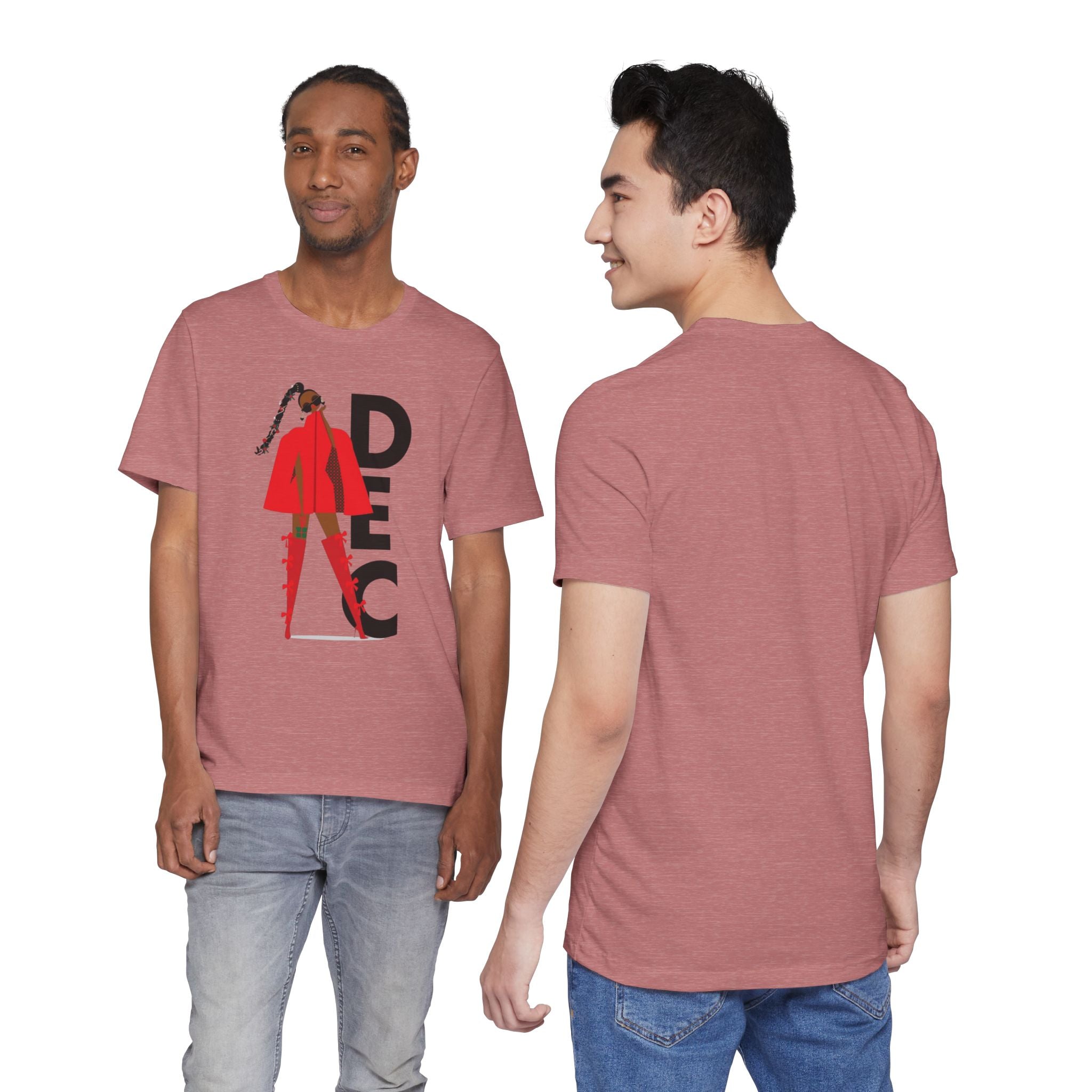 December Fashion Tee  Red Coat Model Graphic Shirt