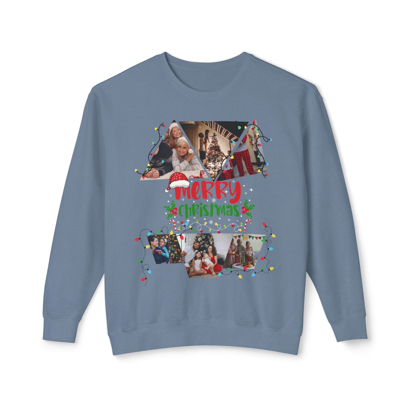 Christmas Photo Collage Sweatshirt — "Merry Christmas" Holiday Crewneck