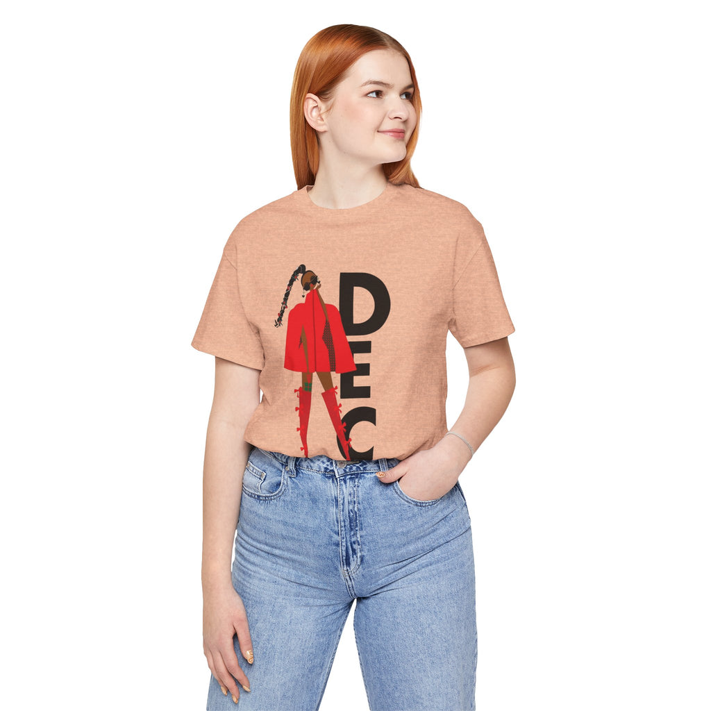 December Fashion Tee  Red Coat Model Graphic Shirt