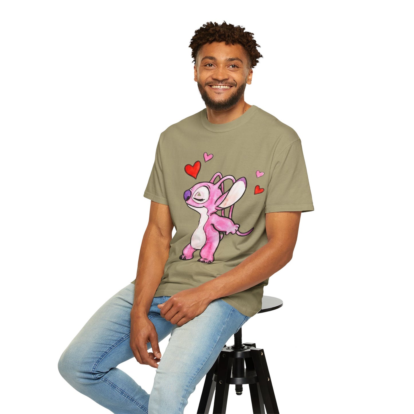 T-Shirt — Cute Pink Cartoon Creature with Hearts | Valentine’s Gift Tee