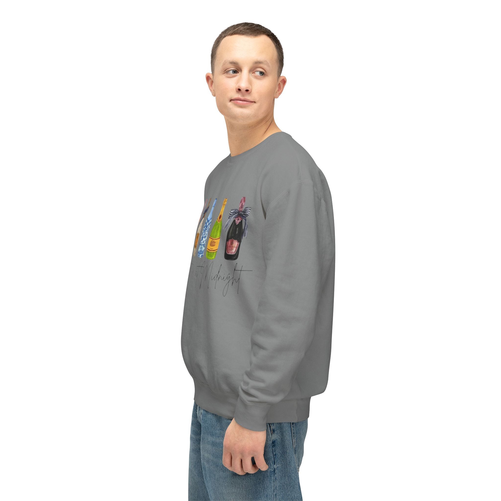 Champagne Bottles Crewneck Sweatshirt  Celebratory Bubbly Graphic