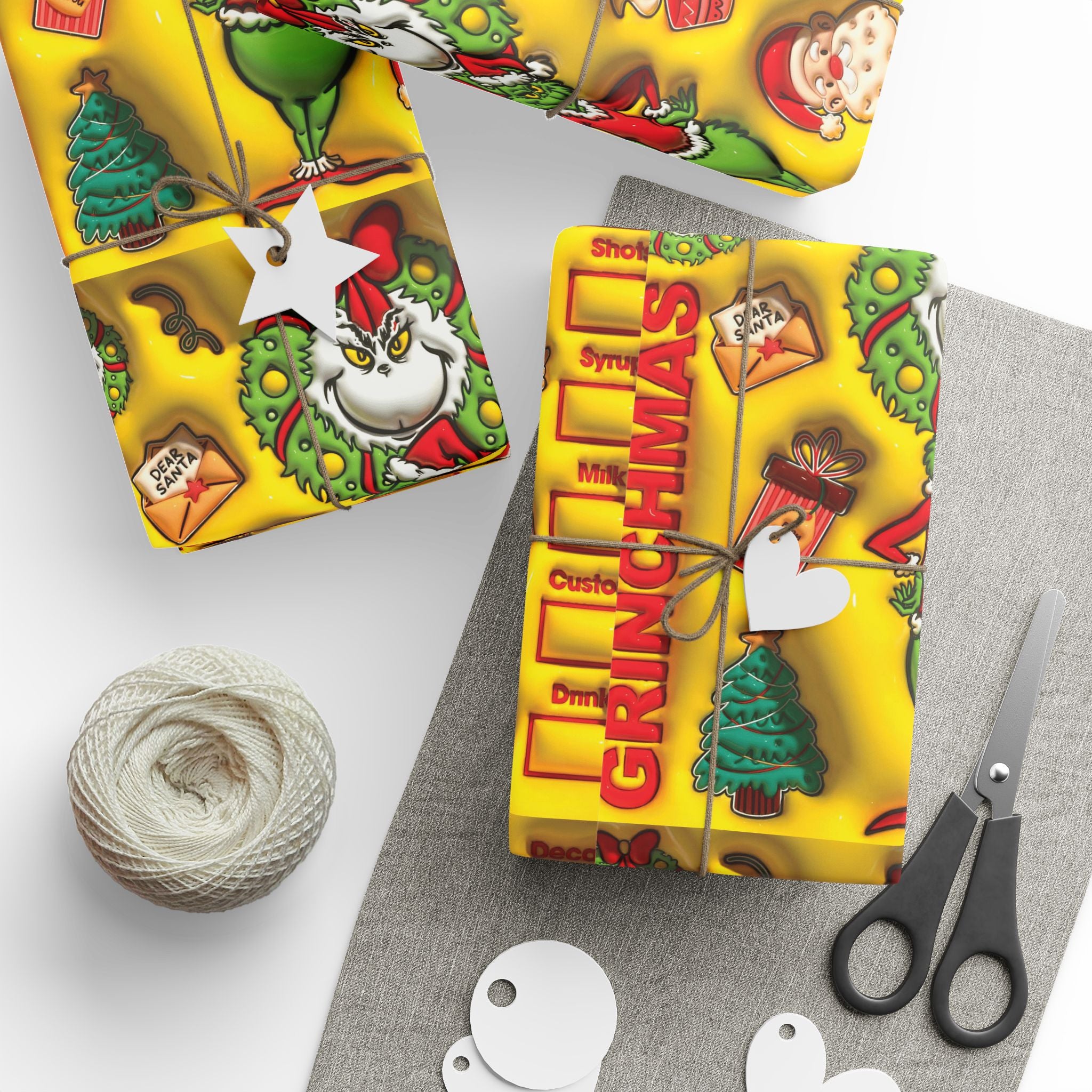 Christmas Wrapping Paper Roll – Retro Santa & Tree Holiday Gift Wrap Festive Wrapping Paper
