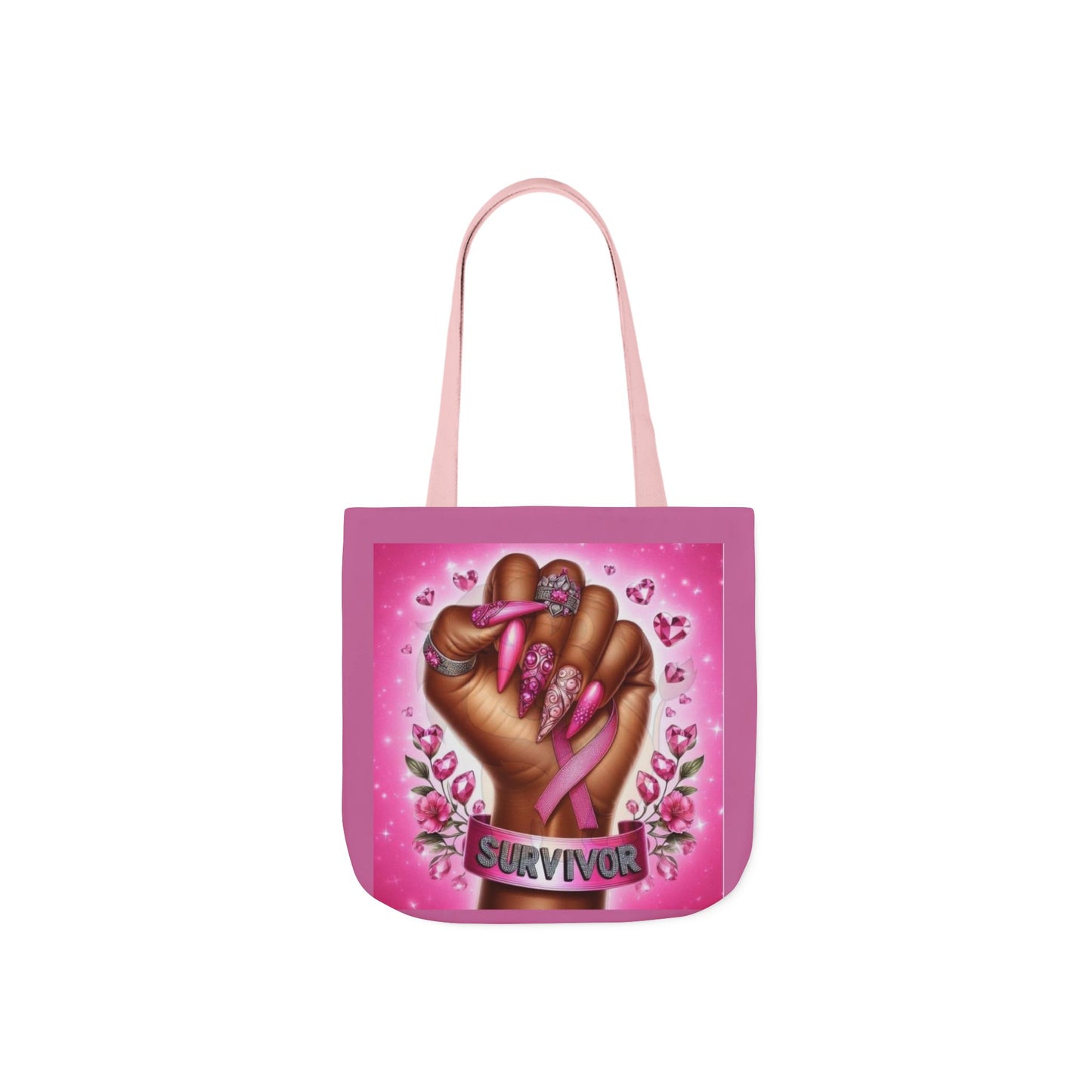 Breast Cancer Survivor Tote Bag  Pink Ribbon Empowerment Canvas Tote
