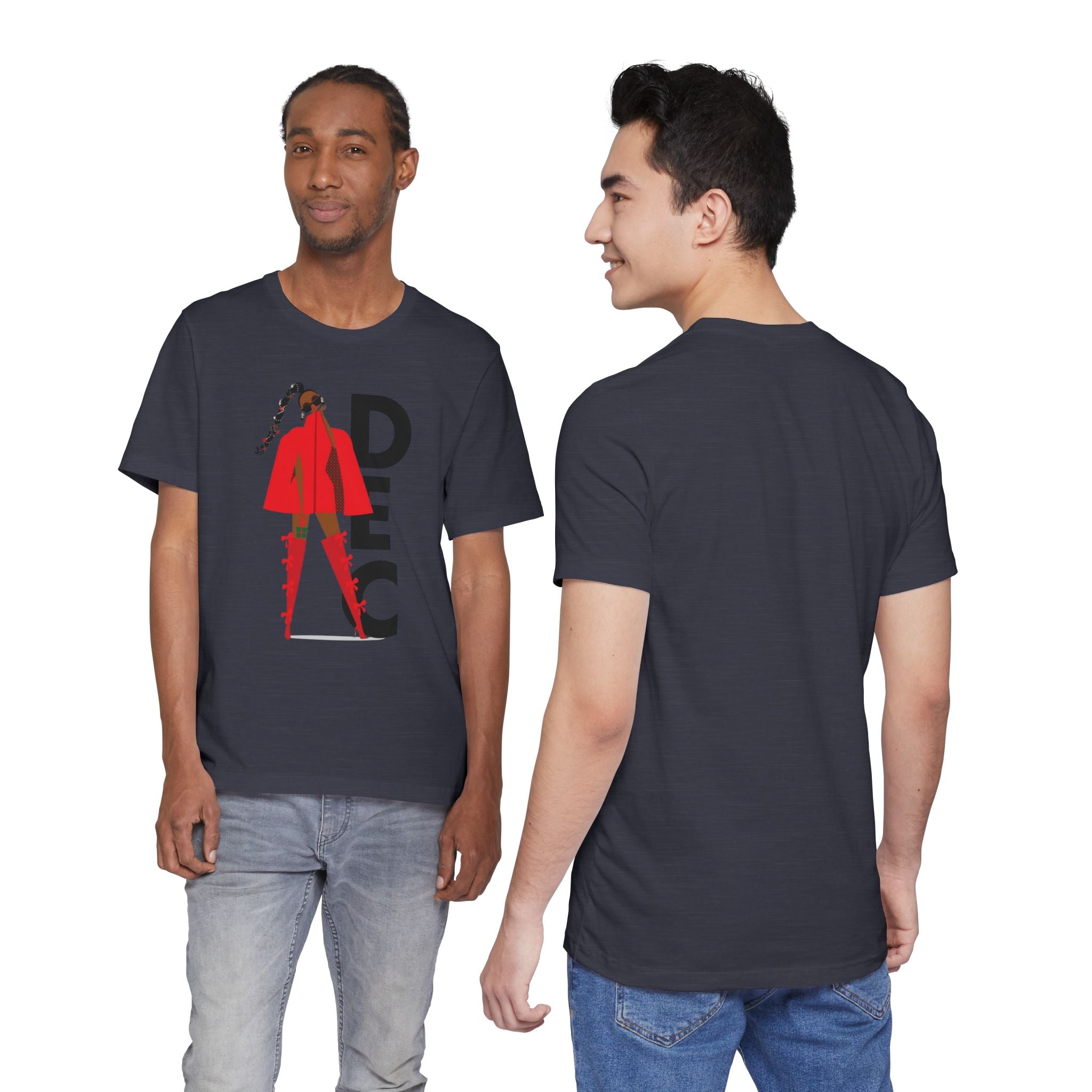 December Fashion Tee  Red Coat Model Graphic Shirt