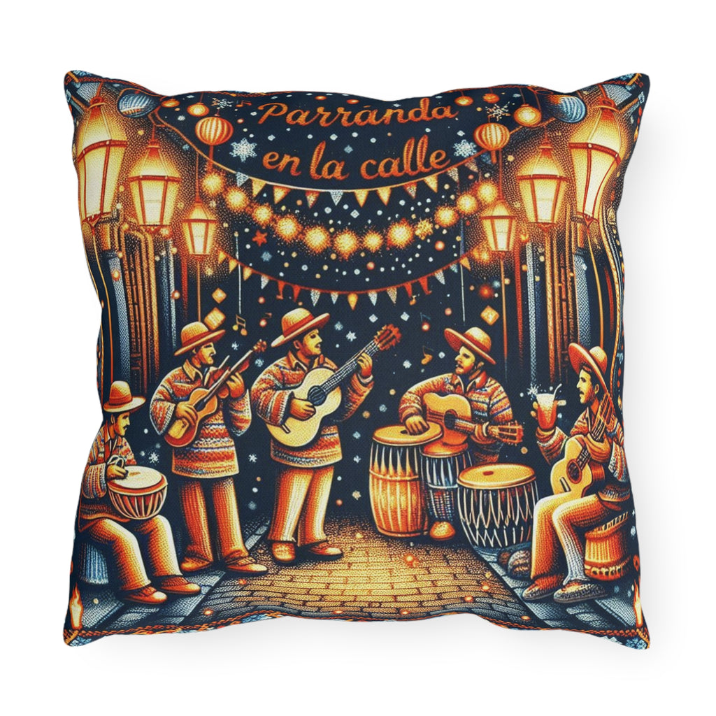 Puerto Rico Culture Pillow Outdoor Pillow  Parranda en la Calle Latin Street Music Festival Throw Pillow
