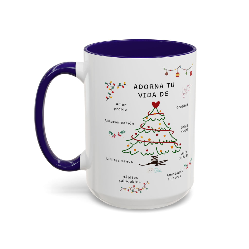 Mug — 'Adorna Tu Vida' Christmas Tree Spanish Holiday Coffee Mug (11oz/15oz)