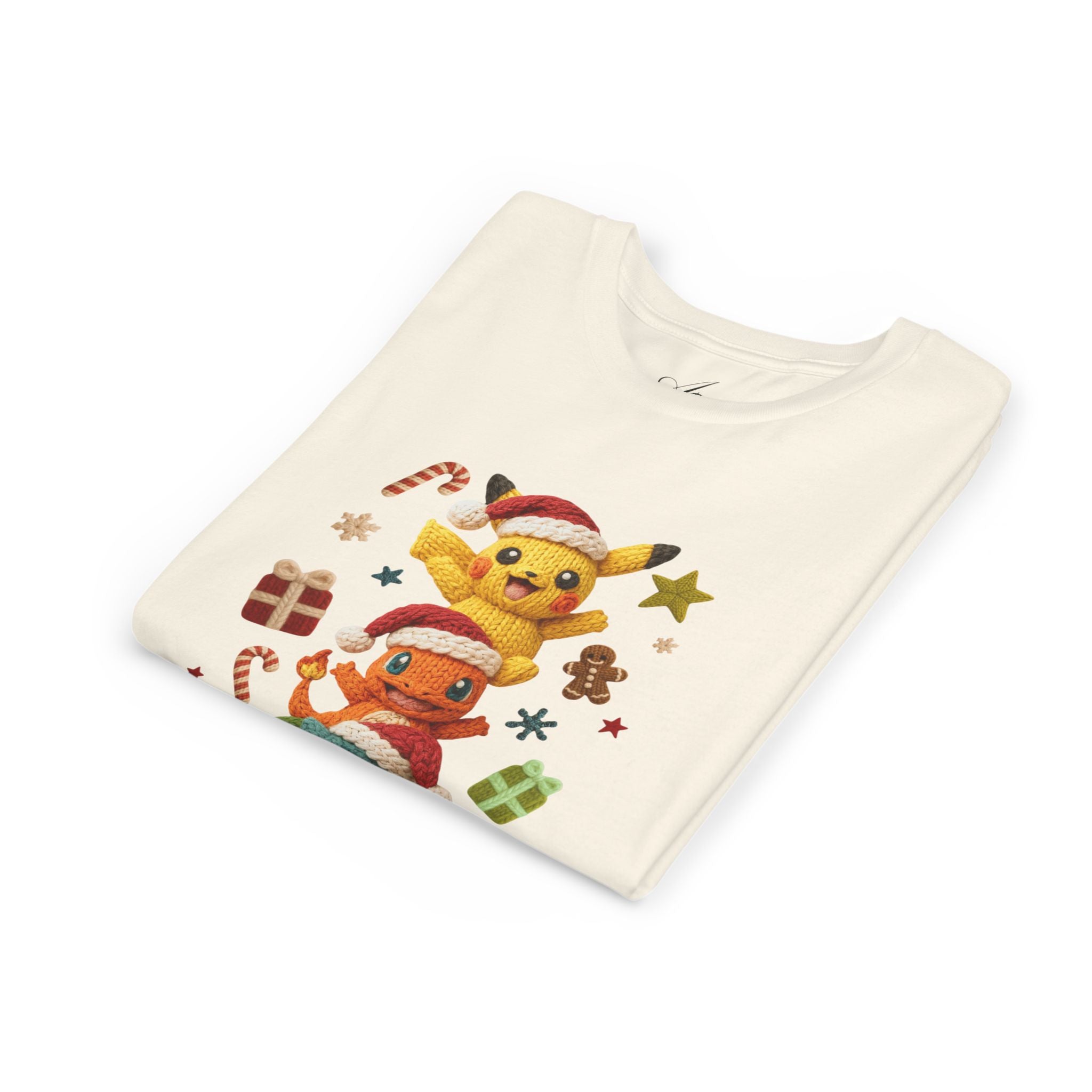 Kids Holiday Tee  Cute Stacked cartoon Characters Christmas Design