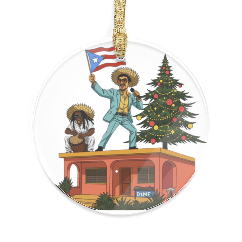 Puerto Rican Nochebuena Acrylic Ornament  Festive Boricua Christmas Decoration Feliz Navidad Boricua Glass Ornament