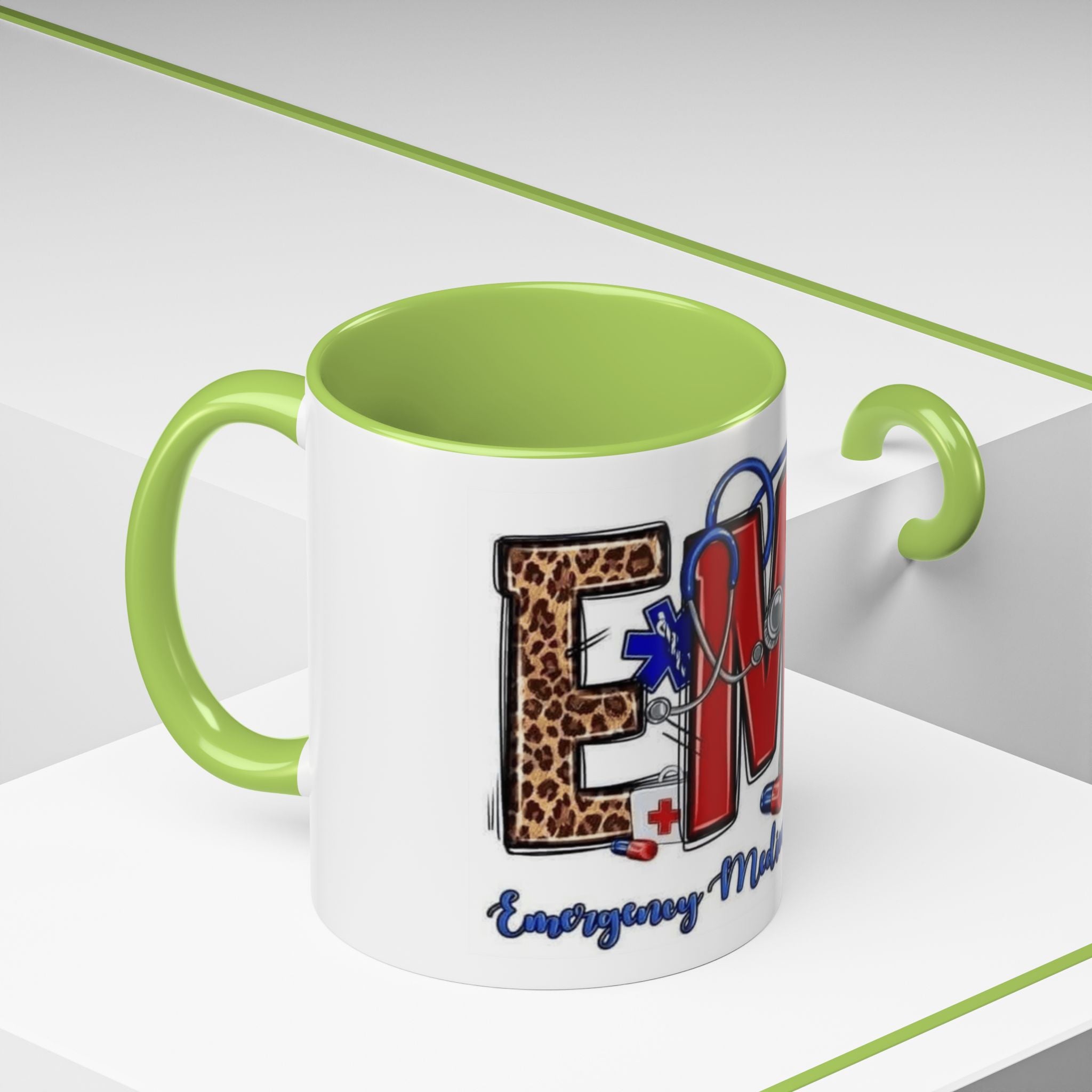 EMT Coffee Mug — Emergency Medical Technician Ambulance Stethoscope Design (11/15oz) Medical Christmas Mug