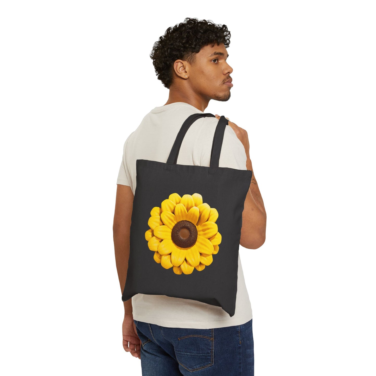 Carry Positivity Everywhere You Go Sunflower Cotton Canvas Tote Bag, Eco-Friendly Shopping Bag, Floral Grocery Tote, Gift for Her, Beach Bag, Reusable Tote