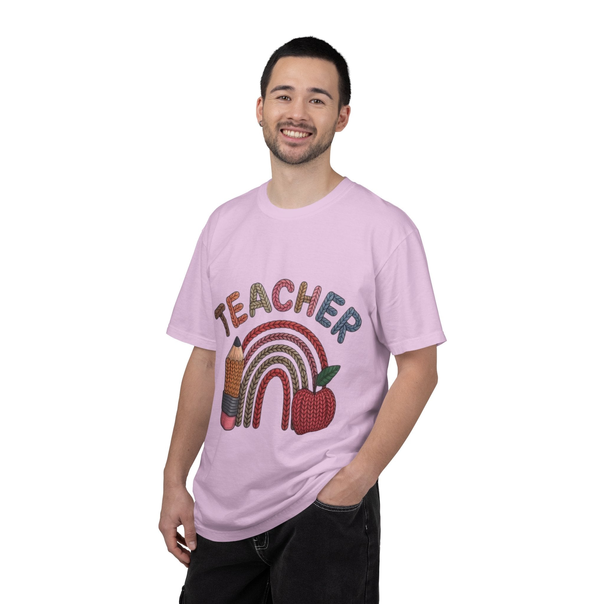 Teacher Rainbow Pencil & Apple T-Shirt — Back-to-School Gift for Educators