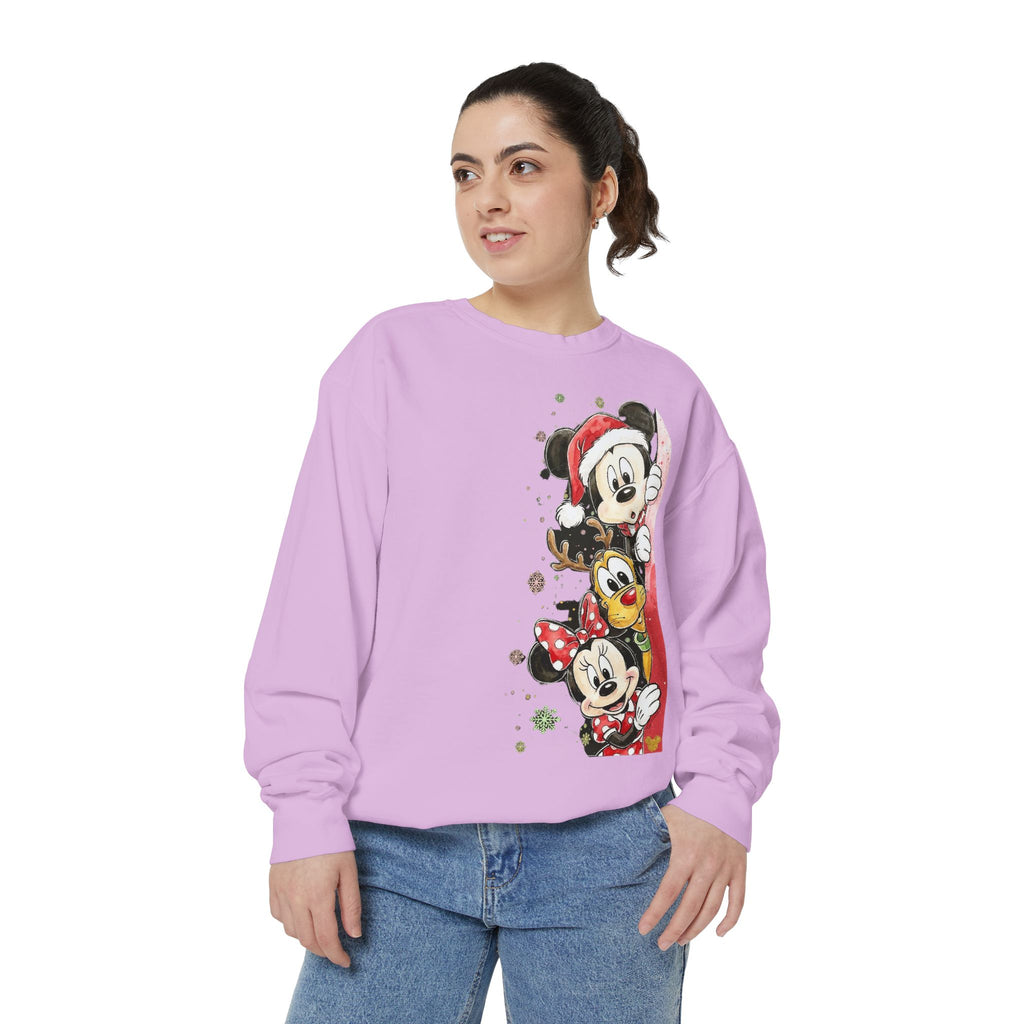 Christmas Disney Characters Sweatshirt  Mickey, Minnie & Pluto Holiday Crew Cartoon Christmas T-shirts and Sweaters