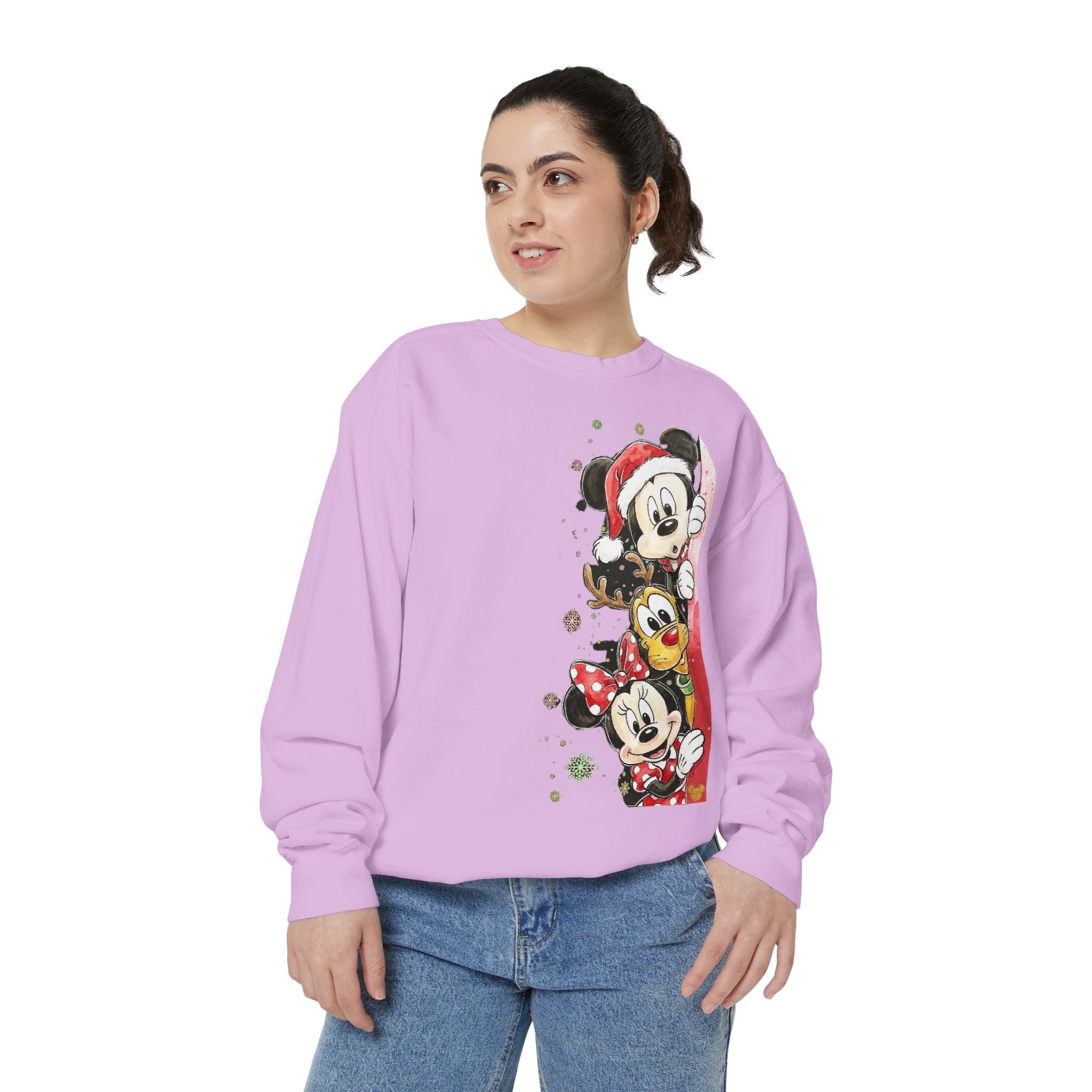 Christmas Disney Characters Sweatshirt  Mickey, Minnie & Pluto Holiday Crew Cartoon Christmas T-shirts and Sweaters