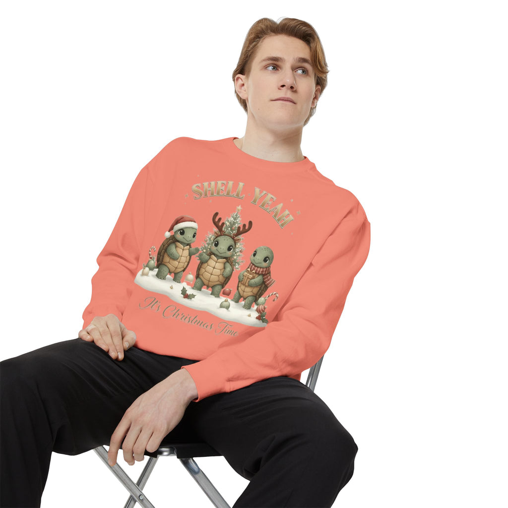 Christmas Turtle Sweatshirt  "Shell Yeah, It’s Christmas Time" Holiday Pullover
