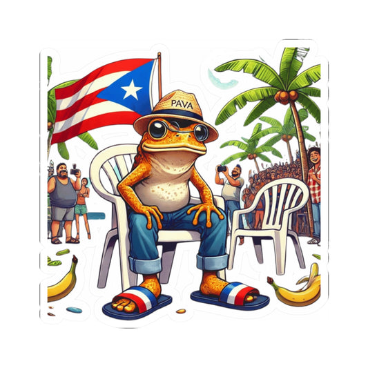 PR Stick Your Pride Anywhere Tropical Frog Kiss-Cut Stickers | Fun Decor for Laptops, Water Bottles, Journals, Summer Vibes, Puerto Rican Culture