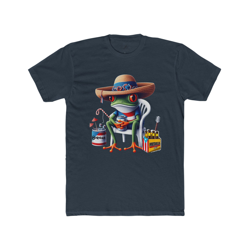Puerto Rico’s Navidades Coqui Frog Fishing Tee  Cute Cartoon Frog Angler Graphic T‑Shirt