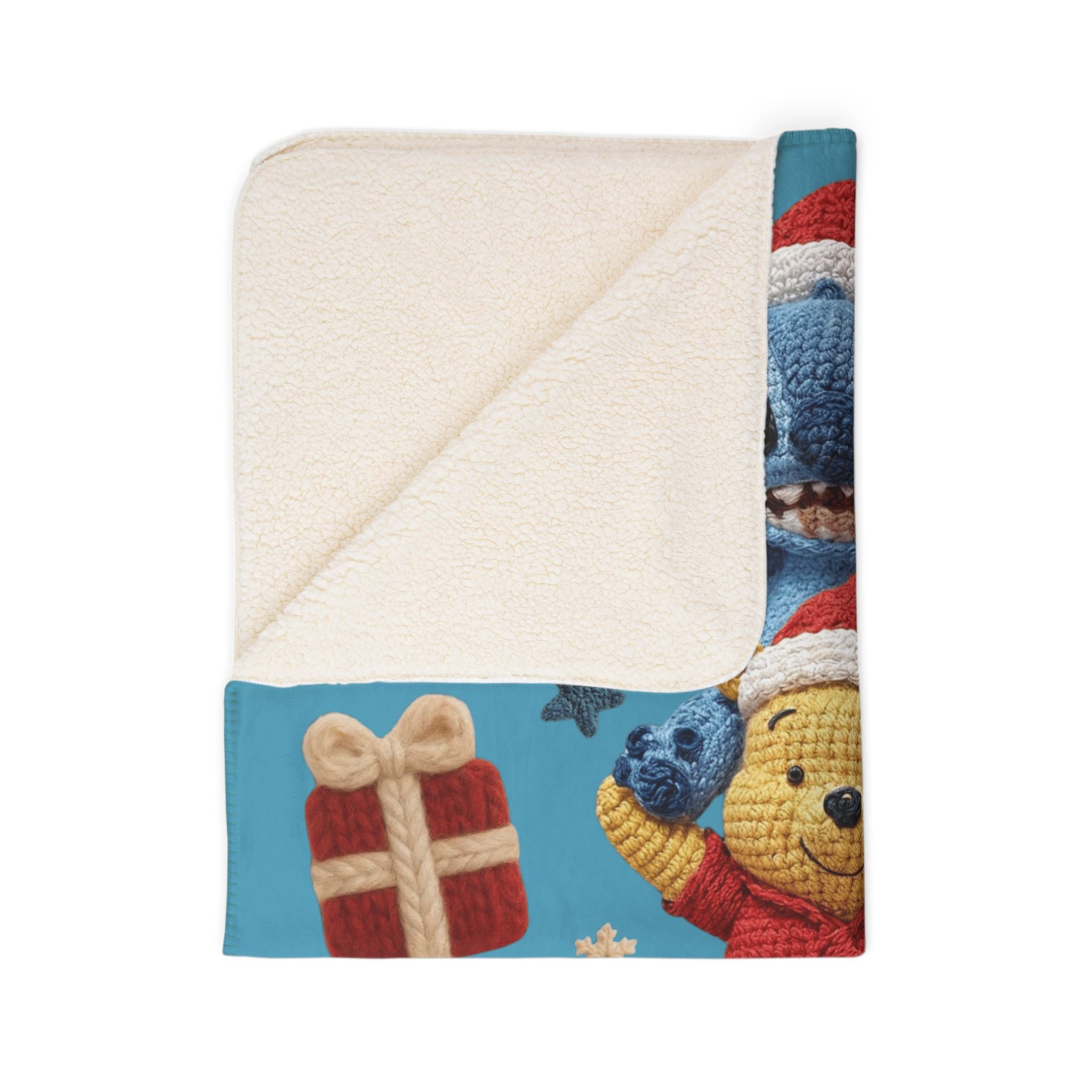 Winter Wonderland Cartoon Fleece Blanket Disney Holiday Plush Stack Fleece Sherpa Blanket  Mickey, Winnie & Stitch Christmas Throw