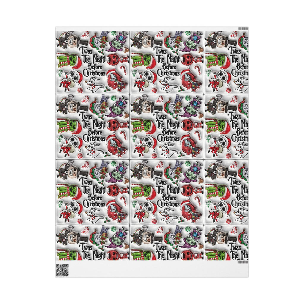 Christmas Character Wrapping Paper Roll — Cute Festive Santa & Skeleton Gift Wrap Whimsical Holiday Gift Wrap