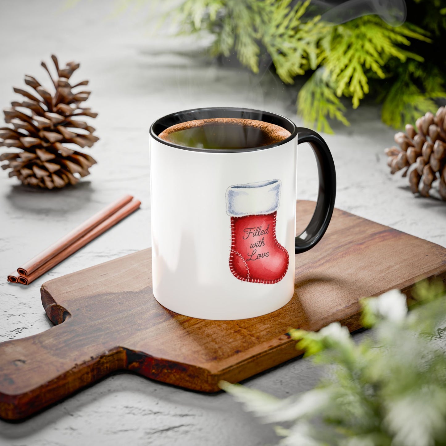 Holiday Mugs Christmas Gift Ideas Hot Cocoa & Coffee Cup Designs Filled with Love - Colorful 11oz & 15oz