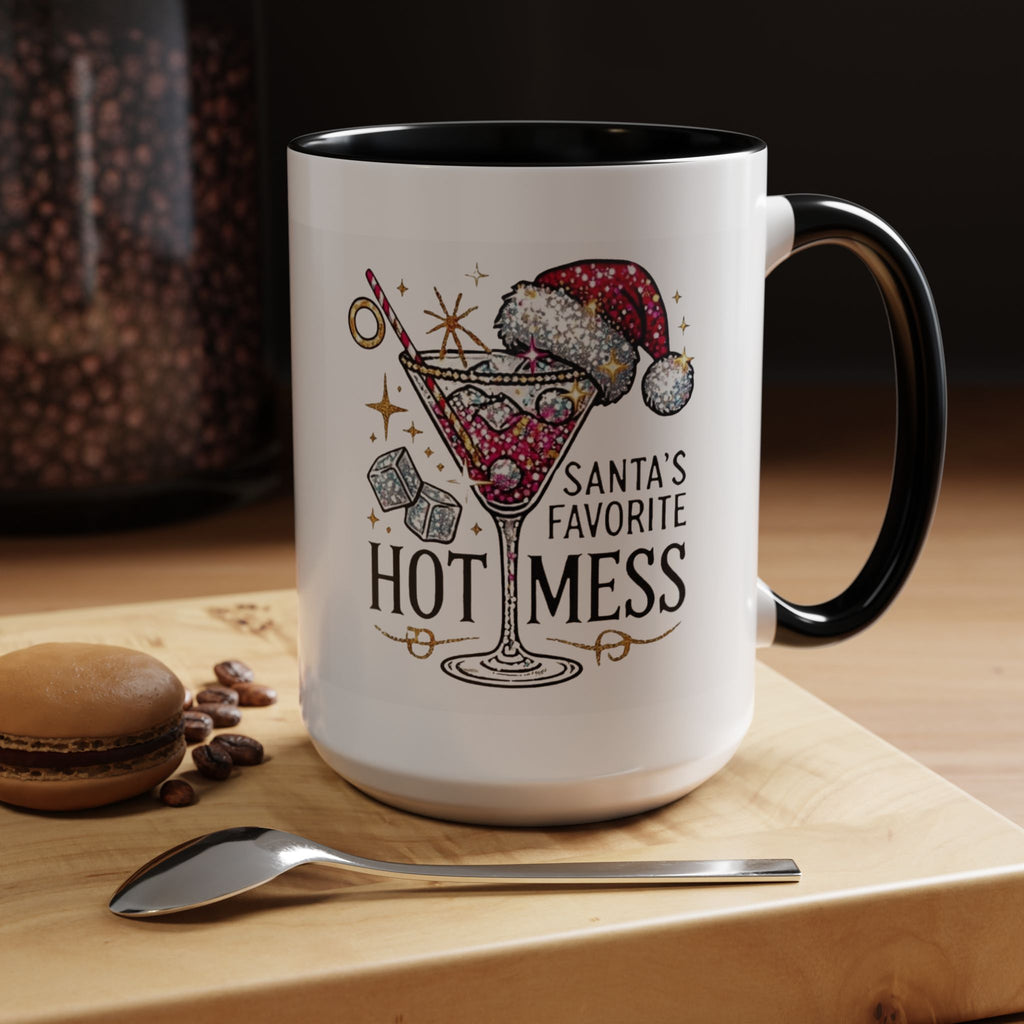 Accent Coffee Mug - "Santa's Favorite Hot Mess" Holiday Cocktail Mug (11/15 oz)