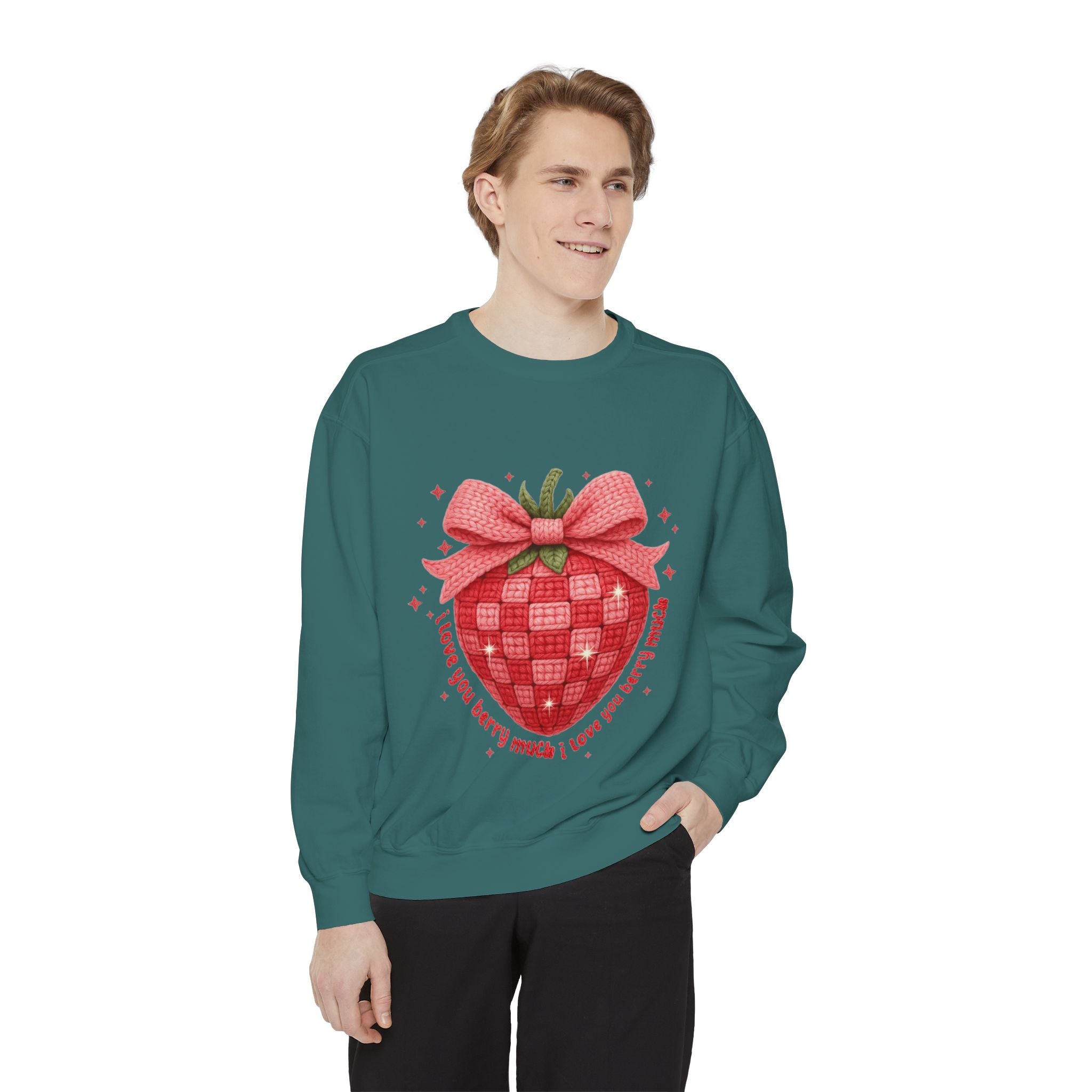 Strawberry Bow Sweatshirt  "I Love You Berry Much" Cute Valentine Pullover