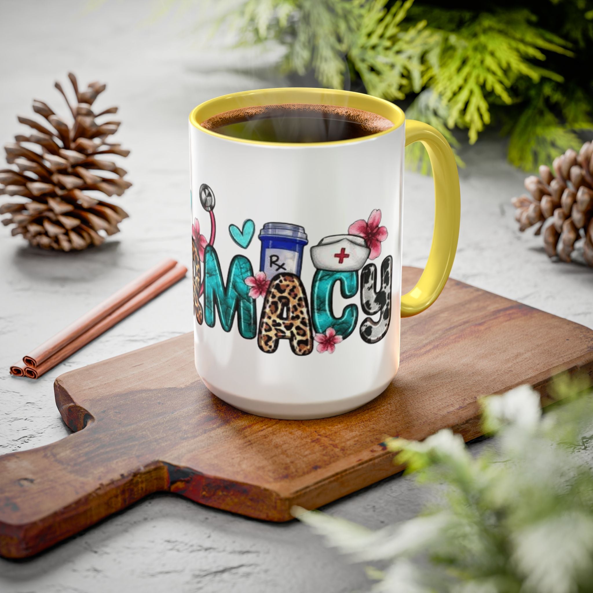 Pharmacy Nurse Coffee Mug — Cute Leopard & Teal Medical Design (11oz/15oz)Christmas mug for all healthcare heroes