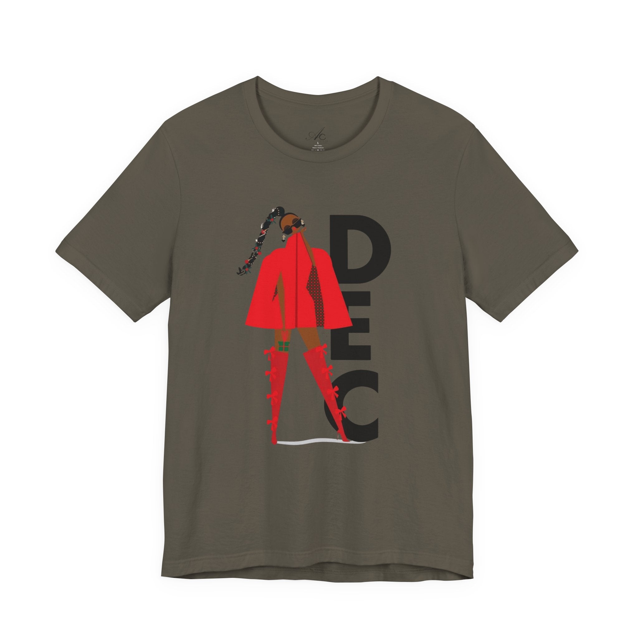 December Fashion Tee  Red Coat Model Graphic Shirt