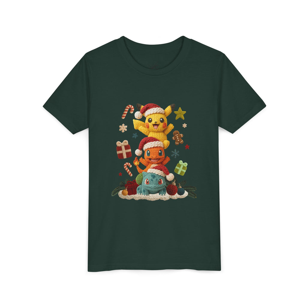 Kids Holiday Tee  Cute Stacked cartoon Characters Christmas Design