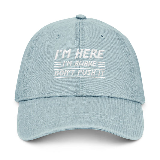 Embroidered Denim Hat, Funny Cap, Gift for Him, Casual Style, Everyday Wear, Unique Headwear