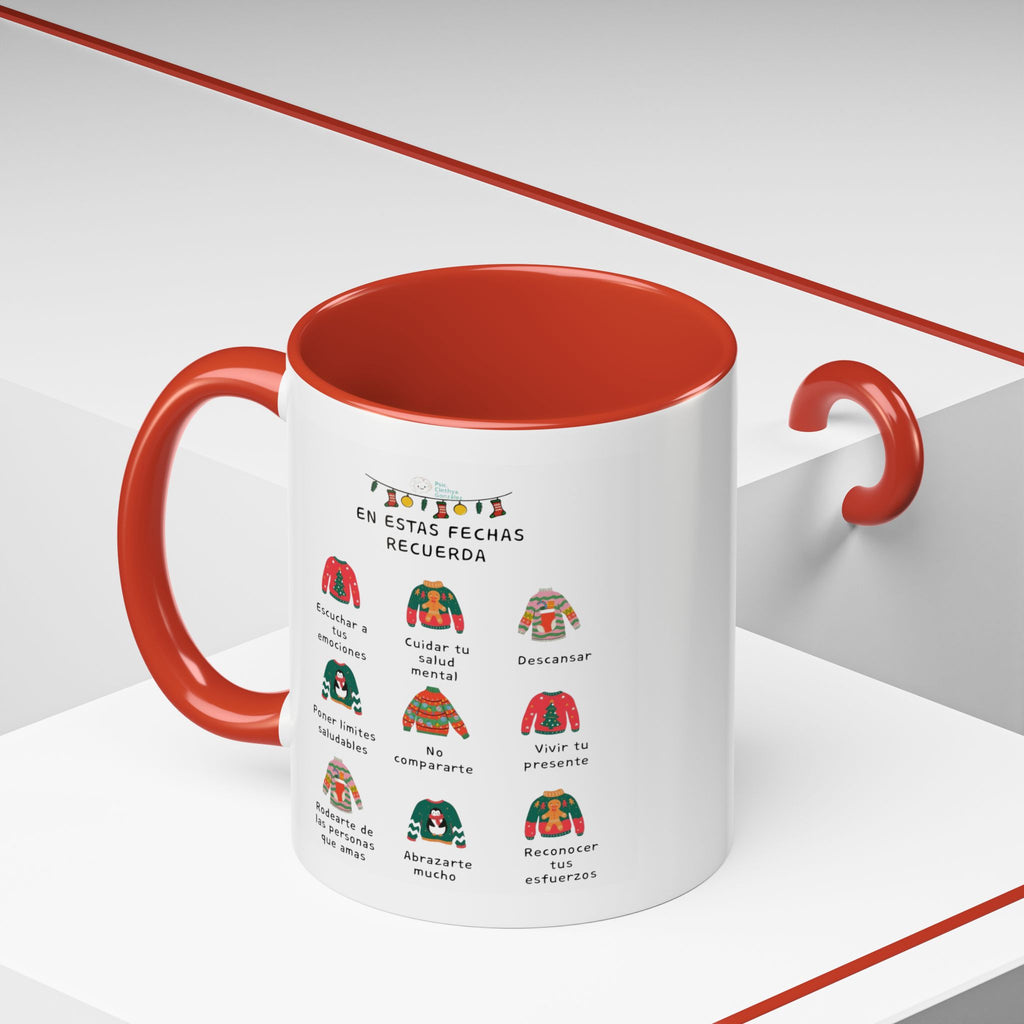 Coffee Mug — 'En Estas Fechas Recuerda' Holiday Sweater Reminder Accent Mug (11/15oz)