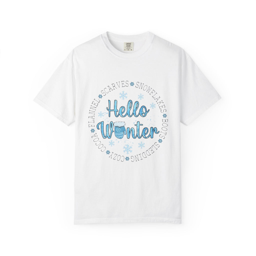 Hello Winter T‑Shirt  Cozy Snowflake Holiday Tee Christmas T-Shirts and Sweatshirts Collection