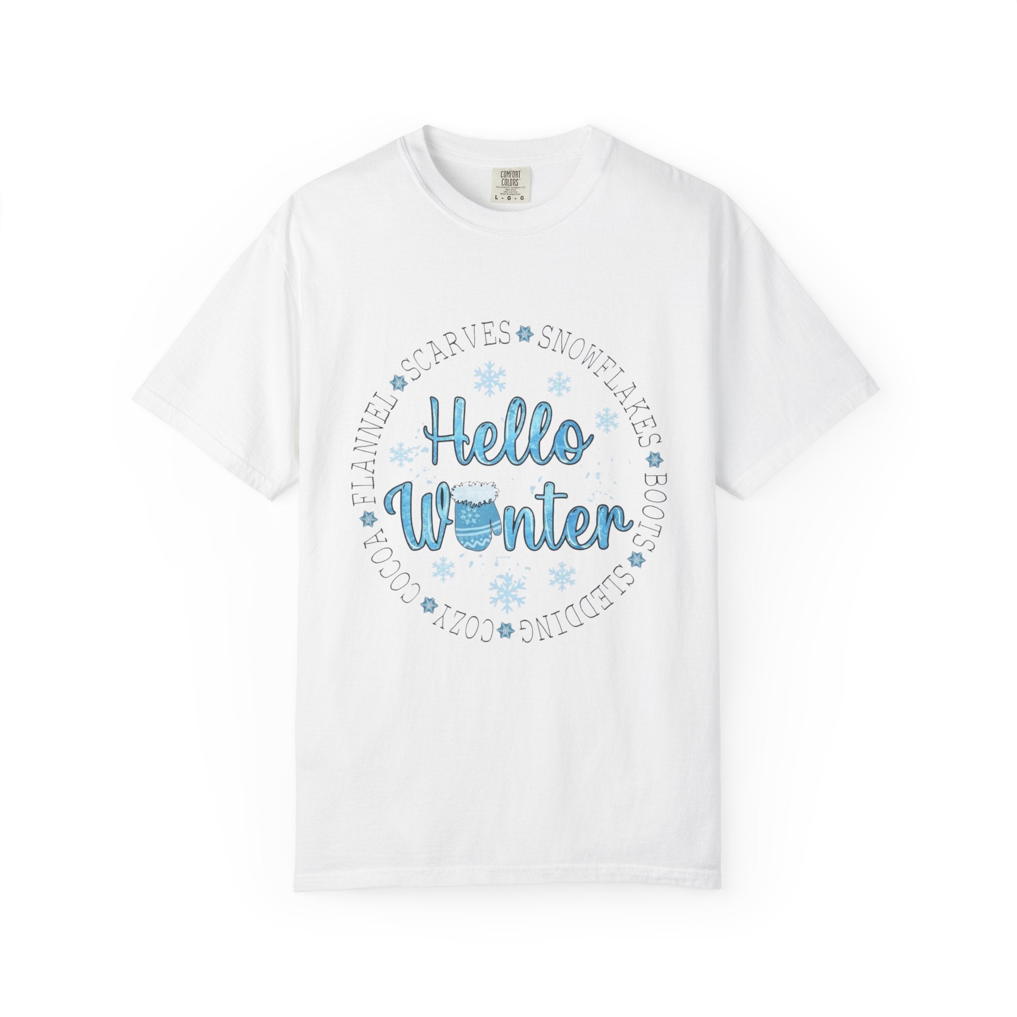 Hello Winter T‑Shirt  Cozy Snowflake Holiday Tee Christmas T-Shirts and Sweatshirts Collection