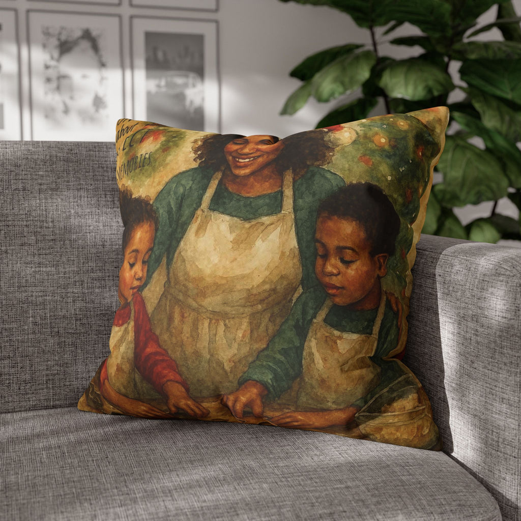 Holiday Baking Family Pillowcase — Square Decorative Throw Pillow